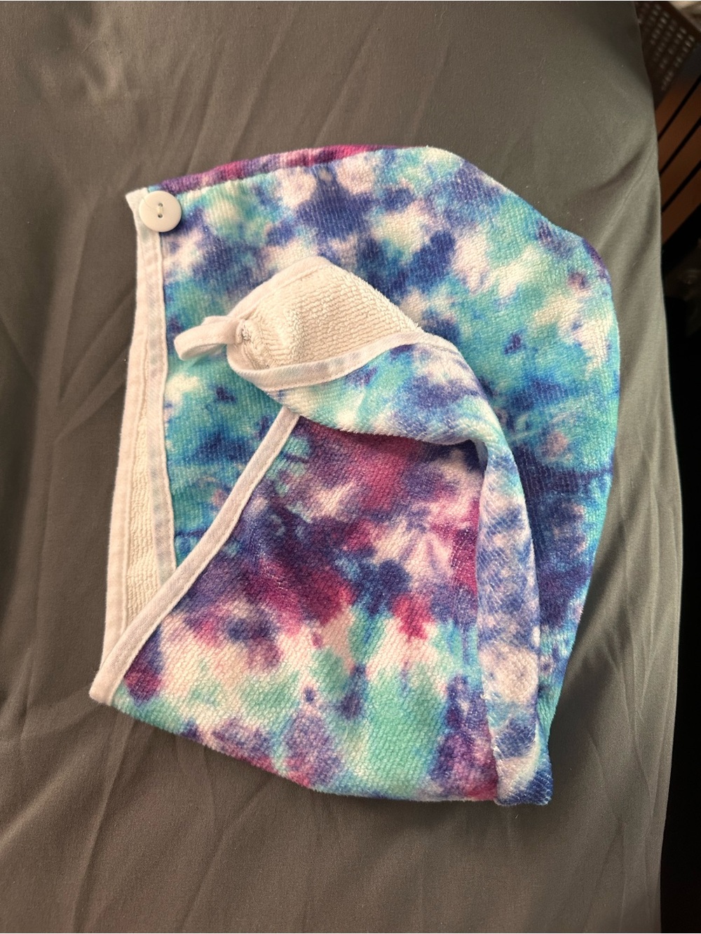 Kids Tie-Dye Hooded Hair Towel - Blue Purple Aqua